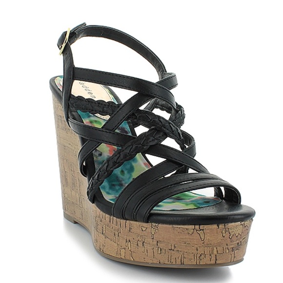 girls black wedge sandals